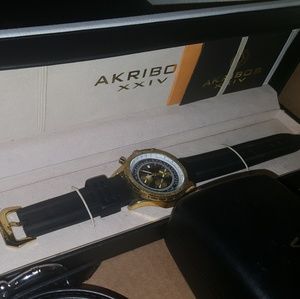 Akribos XXIV Black and Gold Chronograph Watch